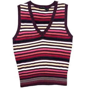 vest top THE LIMITED XS/S vintage striped V neck pullover silk blend fine knit